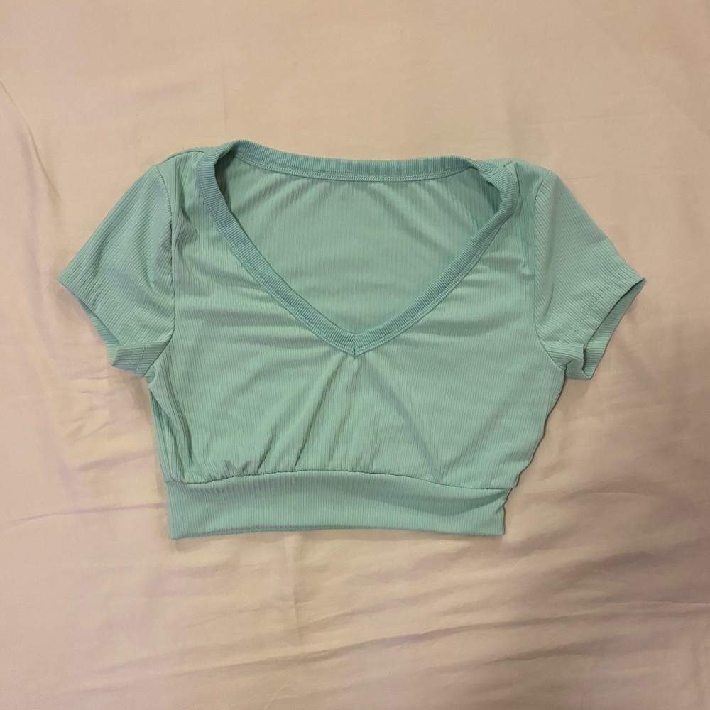 SHEIN Green Ruched Fitted Crop Top